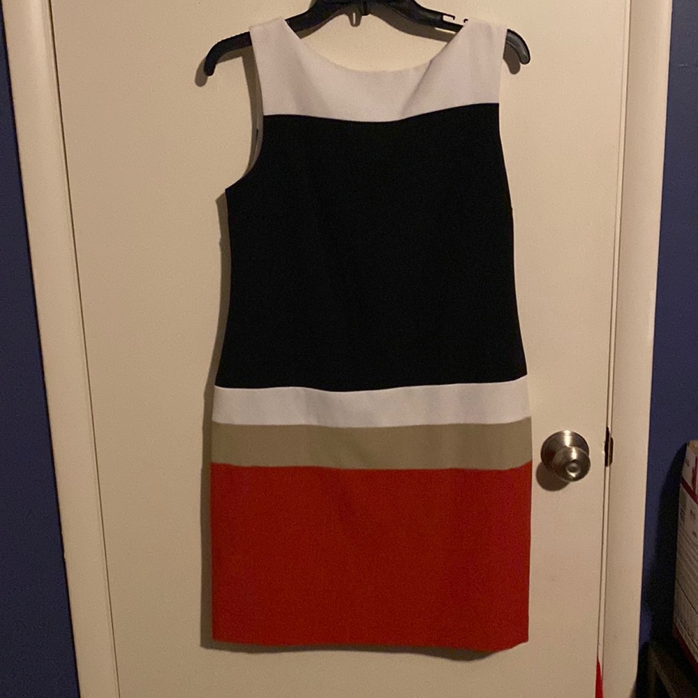 Studio one sz 8 black/orange/white dress